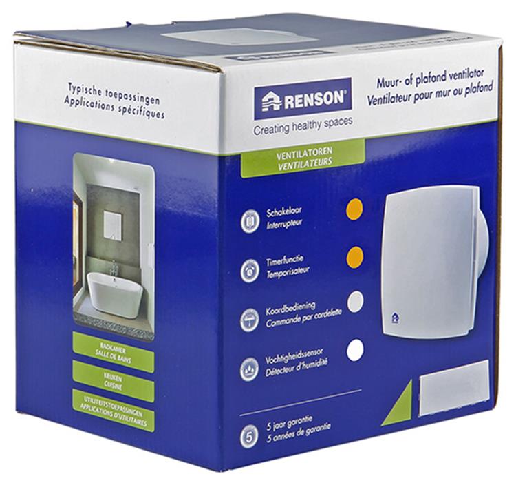 Renson 1006448 - ventilador mecánico con temporizador 7211t gris ø 100 | 1 pieza