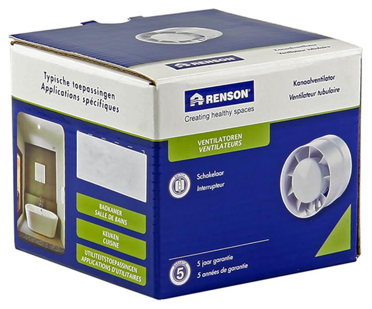 Renson 1006442 - ventilador conducto estándar 7121 blanco ø 100 | 2 piezas
