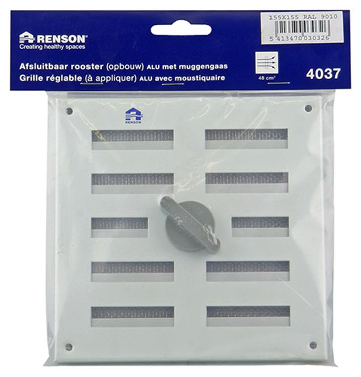 Renson 1006325 - superficie de rejilla ajustable. 4037 aluminio ral 9010 155x155mm | 2 piezas