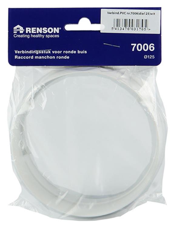 Renson 1006396 - Pieza de conexión de PVC 7006 blanco ø 125 | 4 piezas