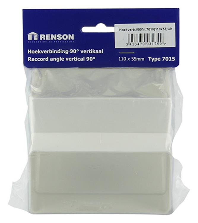 Renson 1006403 - Conexión de esquina de PVC vertical 90° 7015 blanco 110x55mm | 3 piezas