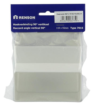 Renson 1006403 - Giunto angolare in PVC vert.90° 7015 bianco 110x55mm | 3 pezzi