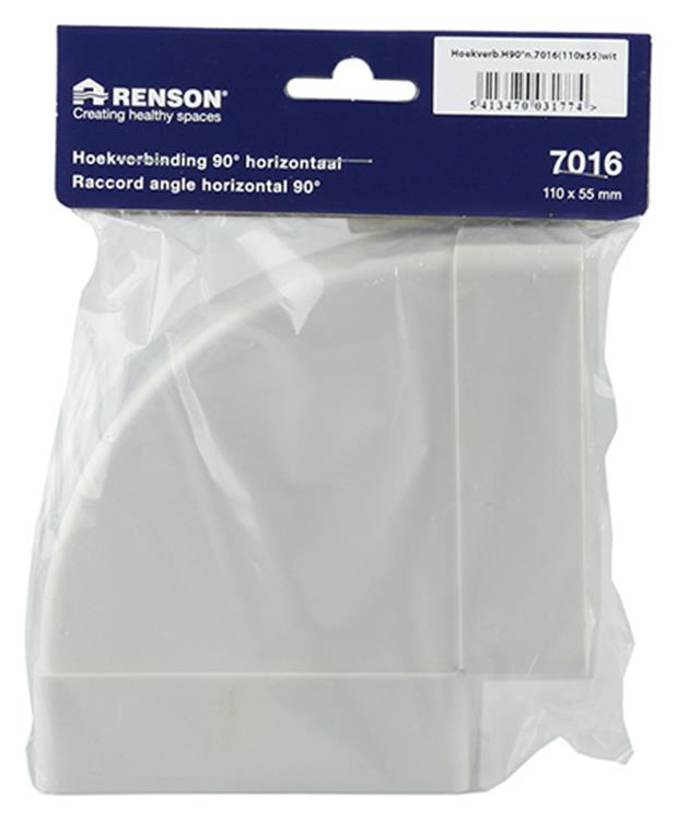 Renson 1006405 - Conexión de esquina de PVC hor.90° 7016 blanco 110x55mm | 3 piezas