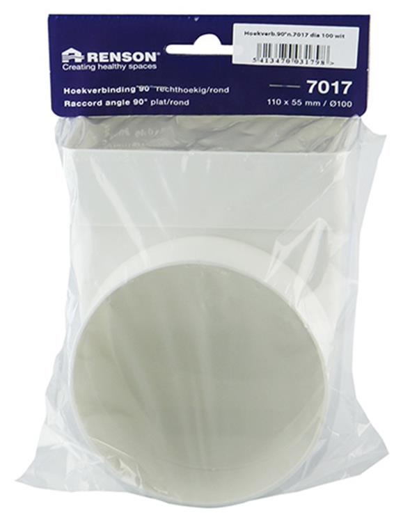 Renson 1006407 - Conexión de esquina de PVC recta redonda 90° 7017 blanco ø 100 | 3 piezas