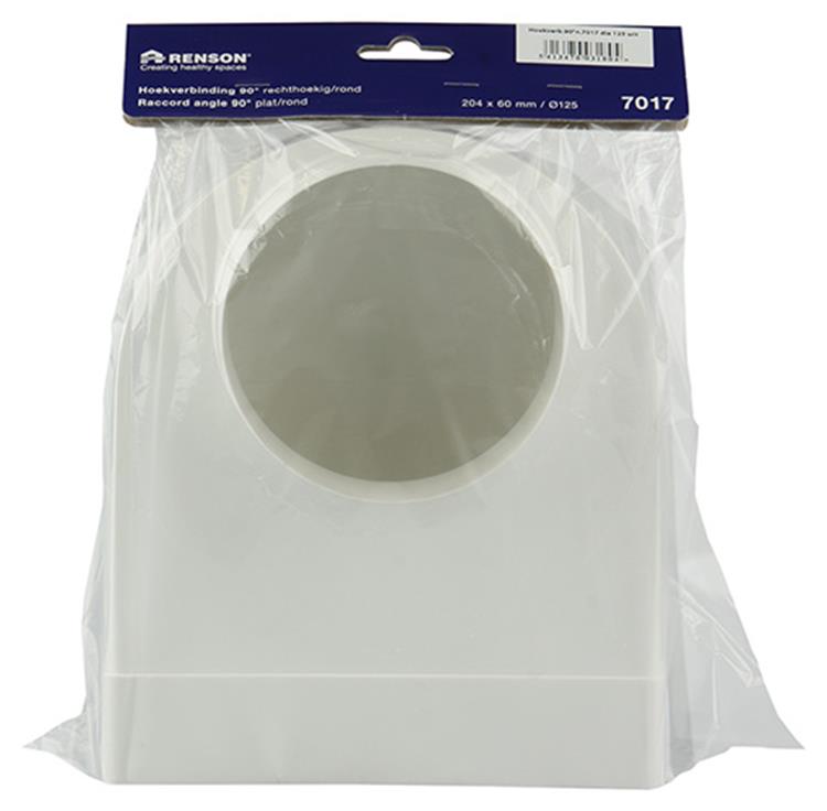 Renson 1006408 - Conexión de esquina de PVC recta redonda 90° 7017 blanco ø 125 | 3 piezas
