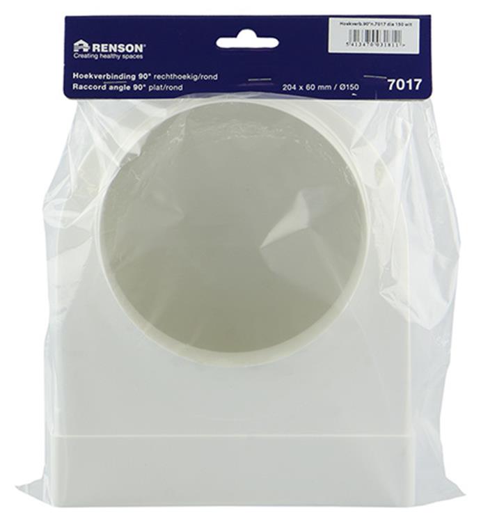 Renson 1006409 - Conexión de esquina de PVC recta redonda 90° 7017 blanco ø 150 | 3 piezas