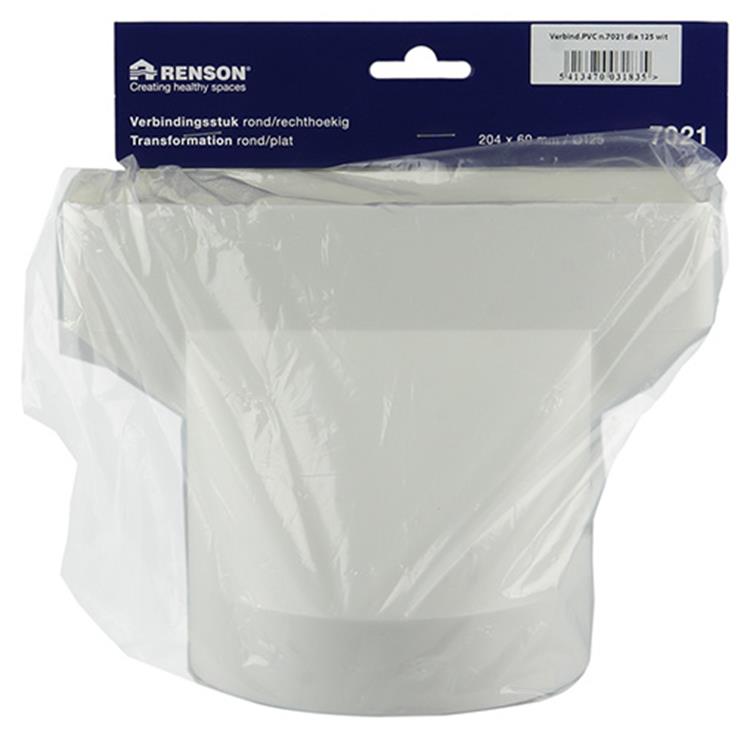 Renson 1006411 - Pieza de conexión de PVC redonda derecha. 7021 blanco ø 125mm | 2 piezas