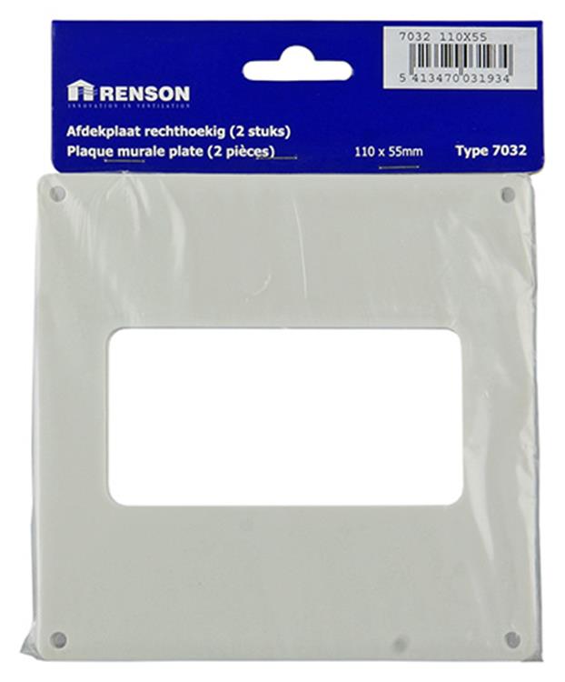 Renson 1006429 - juego de 2 placas de cubierta de pvc 7032 blanco 110x55 mm | 5 piezas