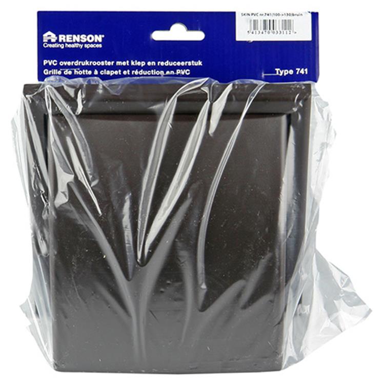 Renson 1006384 - rejilla campana extractora 1 trampilla 741 dia PVC ral 8019 ø100-130 | 2 piezas