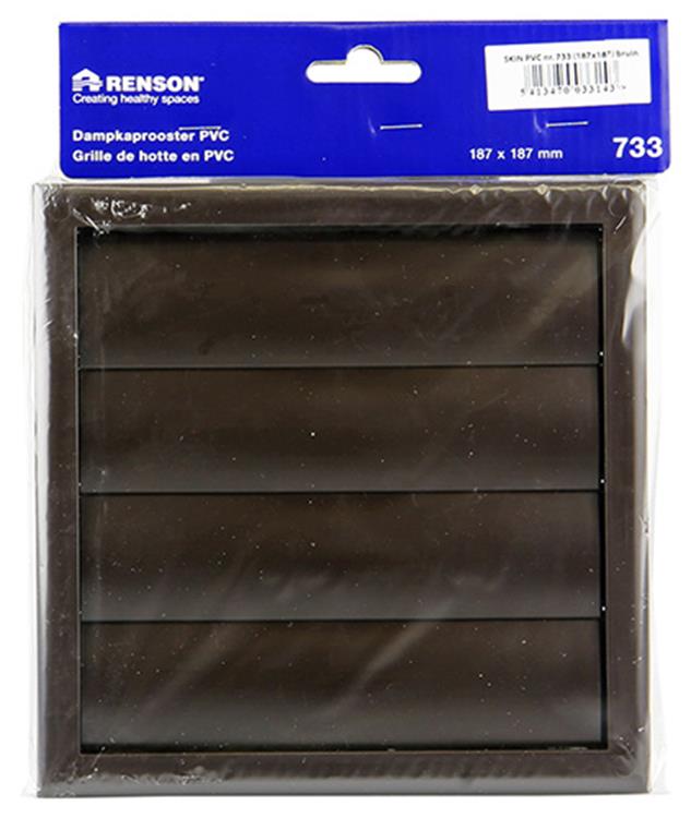 Renson 1006375 - Rejilla campana extractora de superficie 733 PVC RAL 8019 187x187mm | 2 piezas