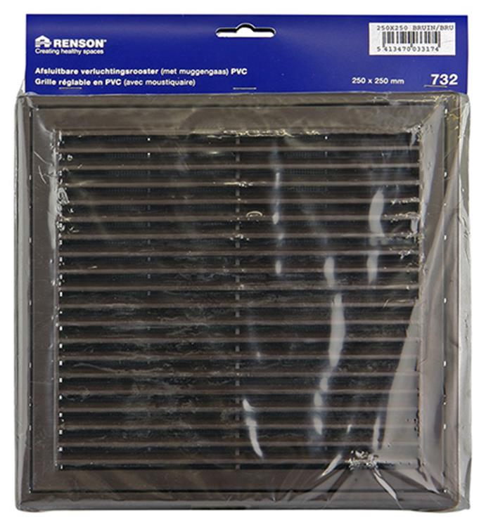 Renson 1006371 - superficie de rejilla ajustable. 732 pvcral 8019 250x250mm | 2 piezas