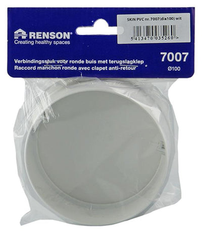 Renson 1006398 - Raccordo in PVC + valvola di ritegno 7007 bianco ø 100 | 2 pezzi