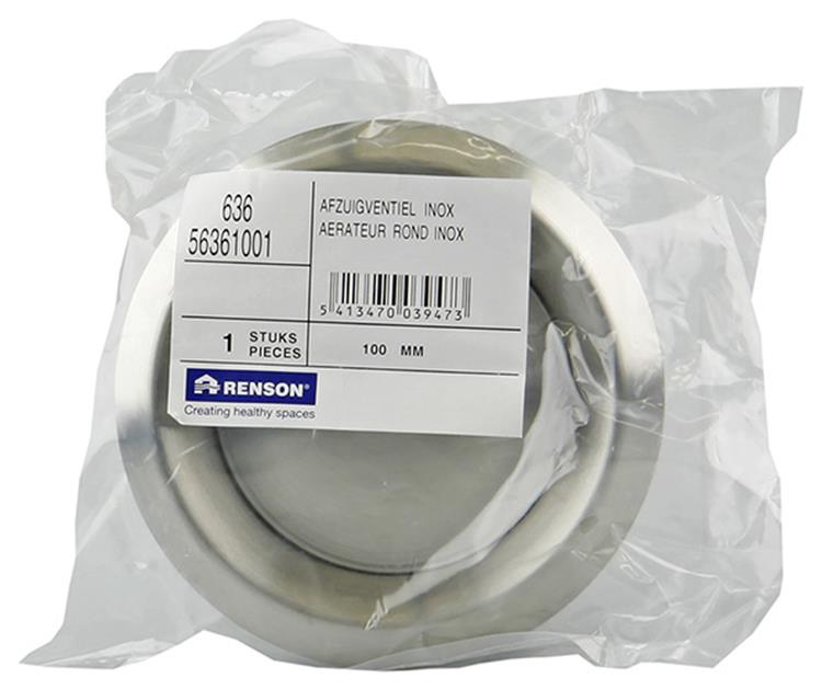 Renson 1006329 - válvula de extracción incorporada acero inoxidable 636 ø 100 | 2 piezas