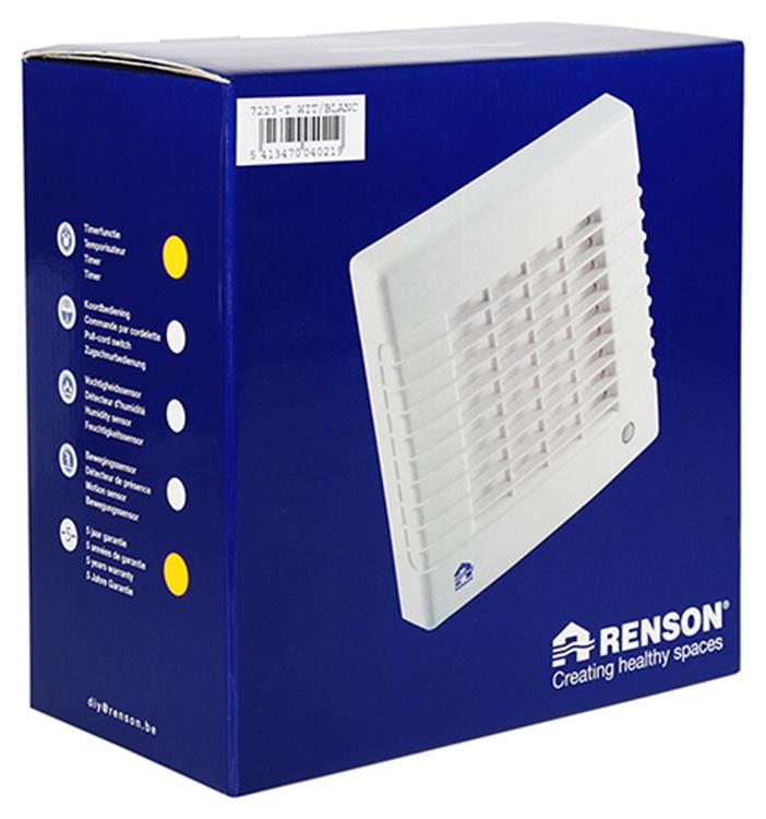 Renson 1006453 - ventilador con llave y temporizador 7223t blanco ø 150 | 2 piezas