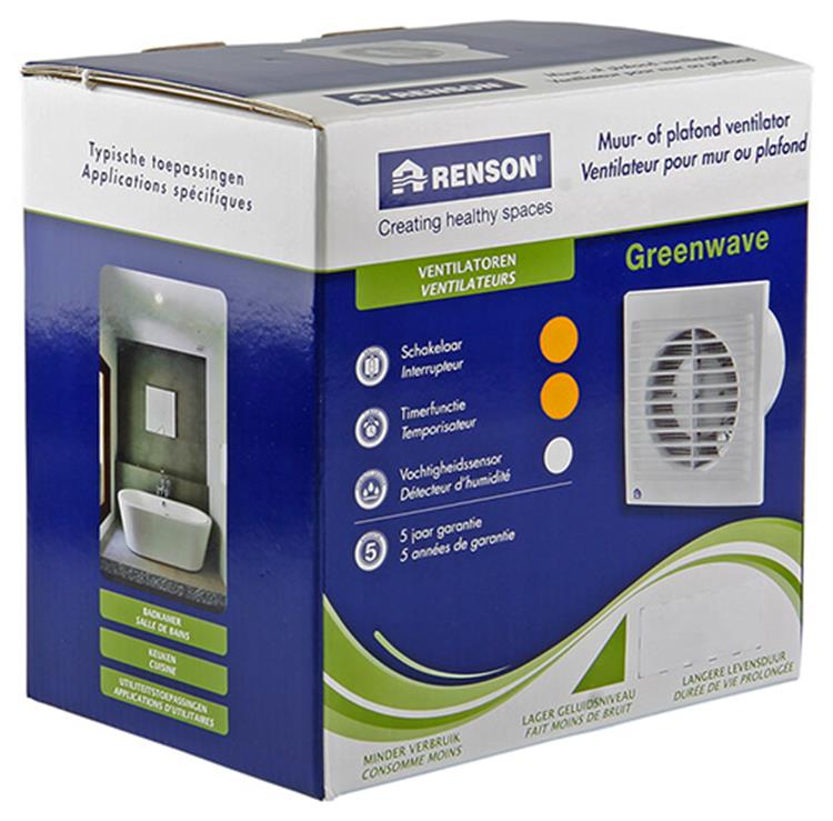 Renson 1006474 - ventilador greenwave con temporizador9201t blanco ø 100 | 1 pieza