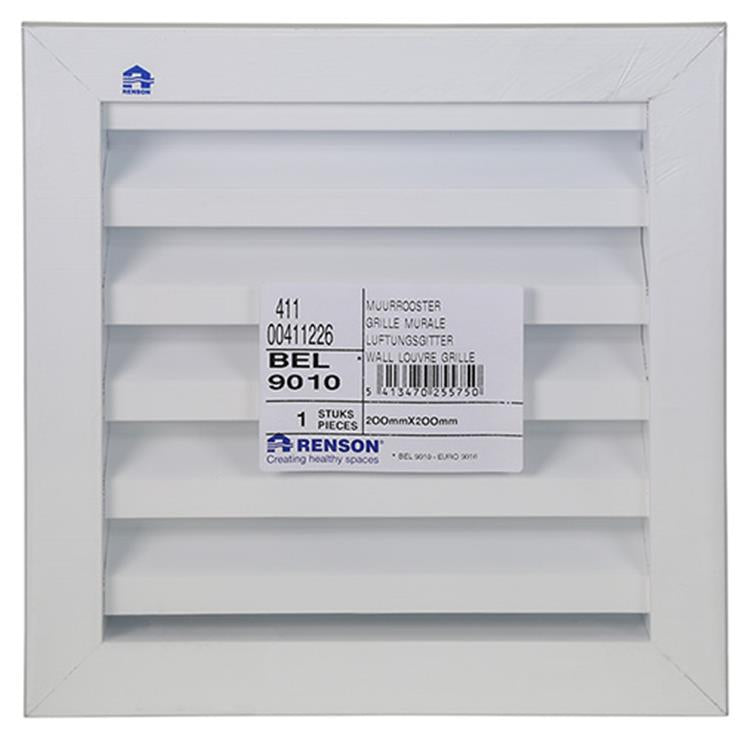 Renson 1006610 - Rejilla empotrable en pared 411 ral 9010 200x200mm | 2 piezas