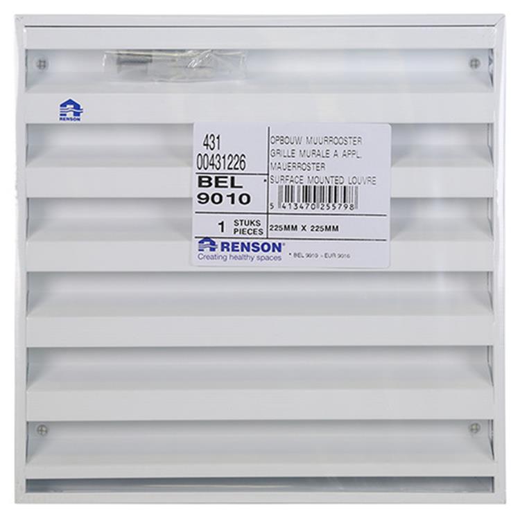 Renson 1014554 - rejilla de pared de superficie aluminio blanco 431 225x225mm | 2 piezas