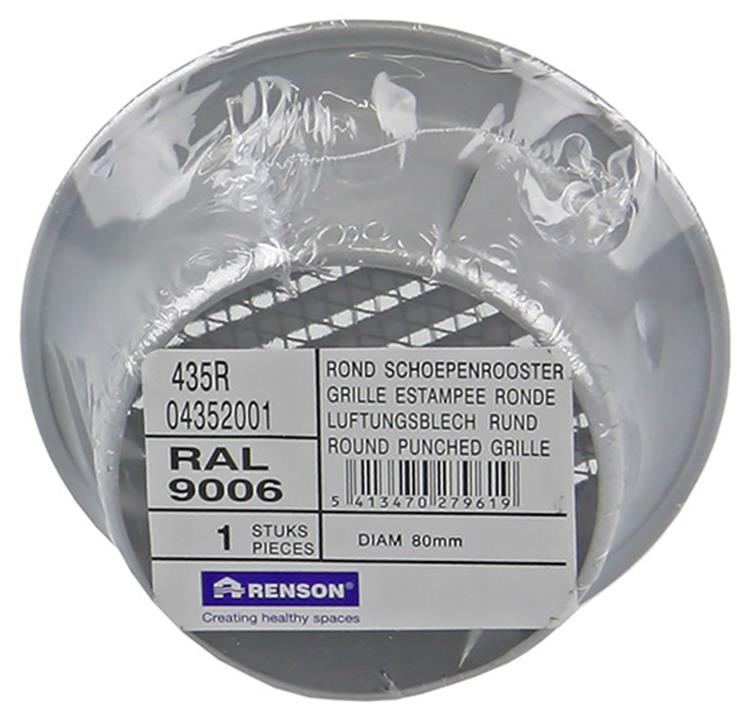 Renson 1008240 - Rejilla de lamas redonda para empotrar. 435 r aluminio ral 9006 ø 80 | 12 piezas