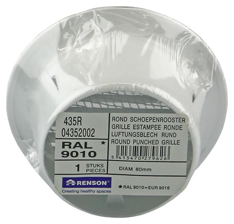 Renson 1008241 - Rejilla de lamas redonda para empotrar. 435 r aluminio ral 9010 ø 80 | 12 piezas