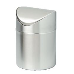 Papelera de mesa de acero inoxidable 16,5 cm 12 dia 1,5 l tapa abatible