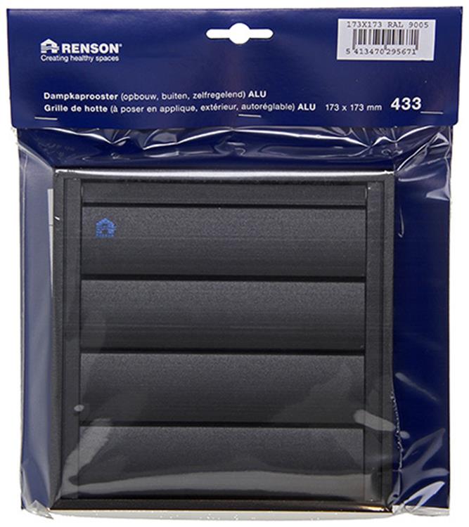 Renson 1057984 - rejilla campana extractora 433 (173x173) ral 9005 negro | 2 piezas