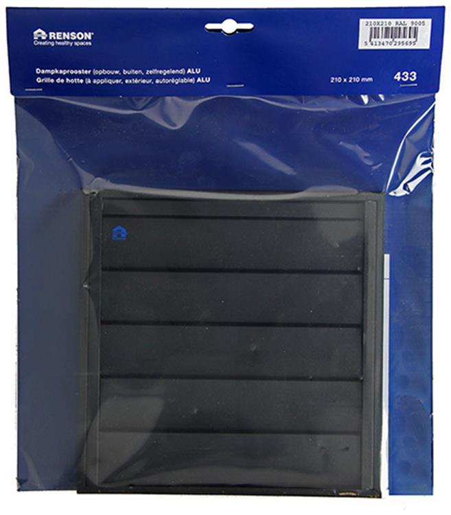 Renson 1057985 - rejilla campana extractora 433 (210x210) ral 9005 negro | 2 piezas
