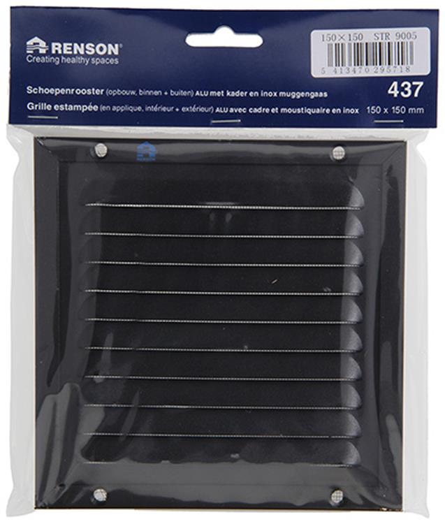 Renson 1057986 - marco de lamas de superficie malla 437 (150x150) ral 9005 negro | 2 piezas