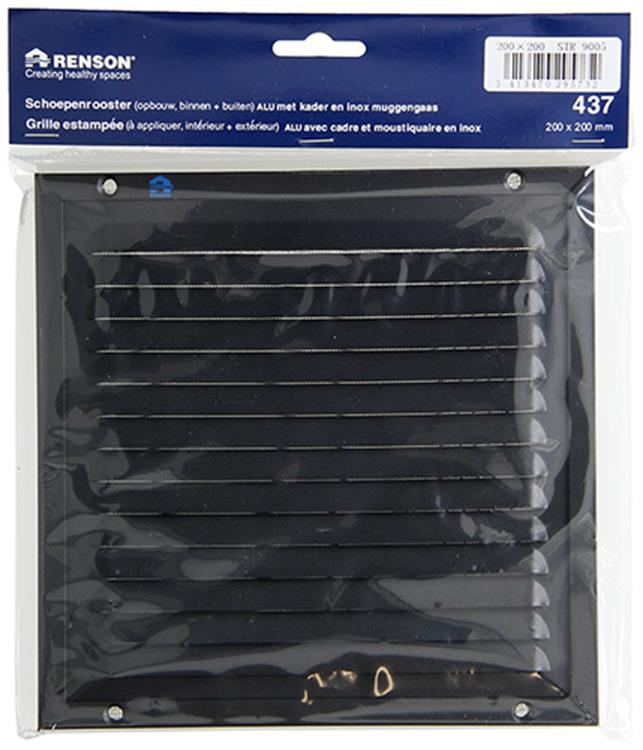Renson 1057987 - marco de lamas de superficie malla 437 (200x200) ral 9005 negro | 2 piezas