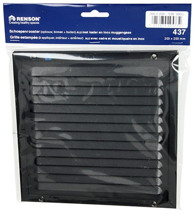 Renson 1057987 - marco de lamas de superficie malla 437 (200x200) ral 9005 negro | 2 piezas