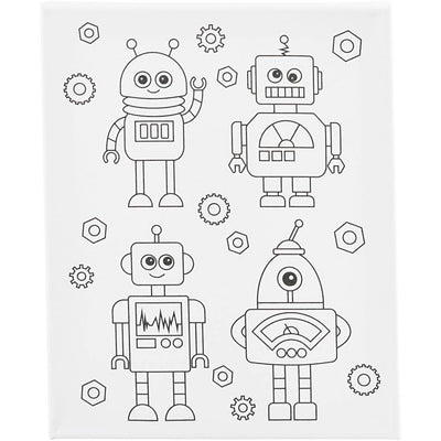 Tela da pittura Creative Company con stampa, robot, d: 1,6 cm, misura 24x30 cm, 360 g, 1 pezzo