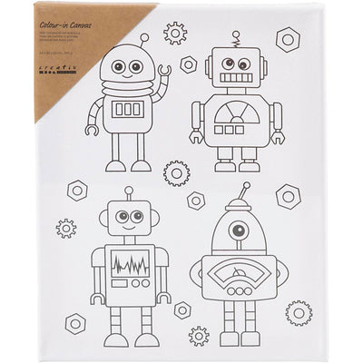 Tela da pittura Creative Company con stampa, robot, d: 1,6 cm, misura 24x30 cm, 360 g, 1 pezzo