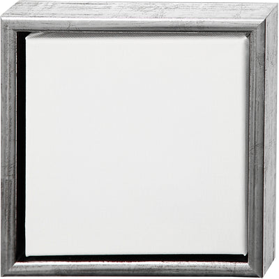 Tela Creative Company con cornice, misura 20x20 cm, 360 gr, argento antico, bianco, 1 pezzo