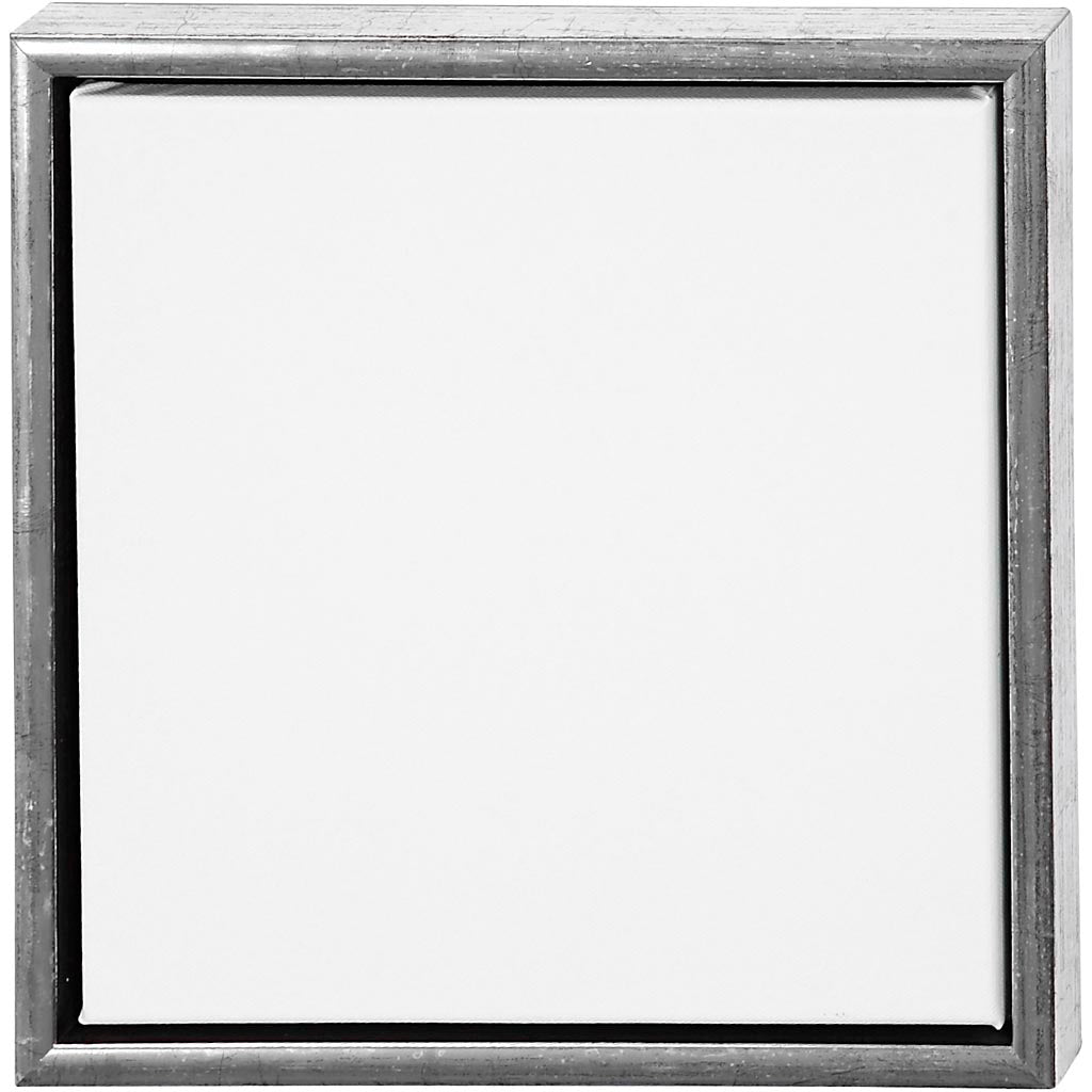 Tela Creative Company con cornice, misura 30x30 cm, 360 gr, argento antico, bianco, 1 pezzo