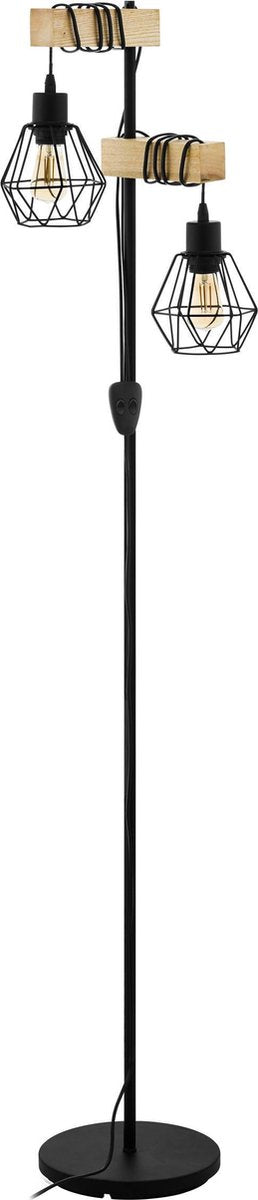 Lampada da terra Eglo Townshend 5 - e27 - 166,5 cm - marrone nero - legno FSC