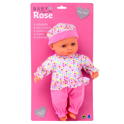 Baby Rose Baby Doll con sonidos, 30 cm.