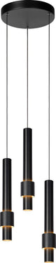 Lucide margary - hanglamp - ø 28 cm - led dimbaar - 3x4w 2700k - zwart