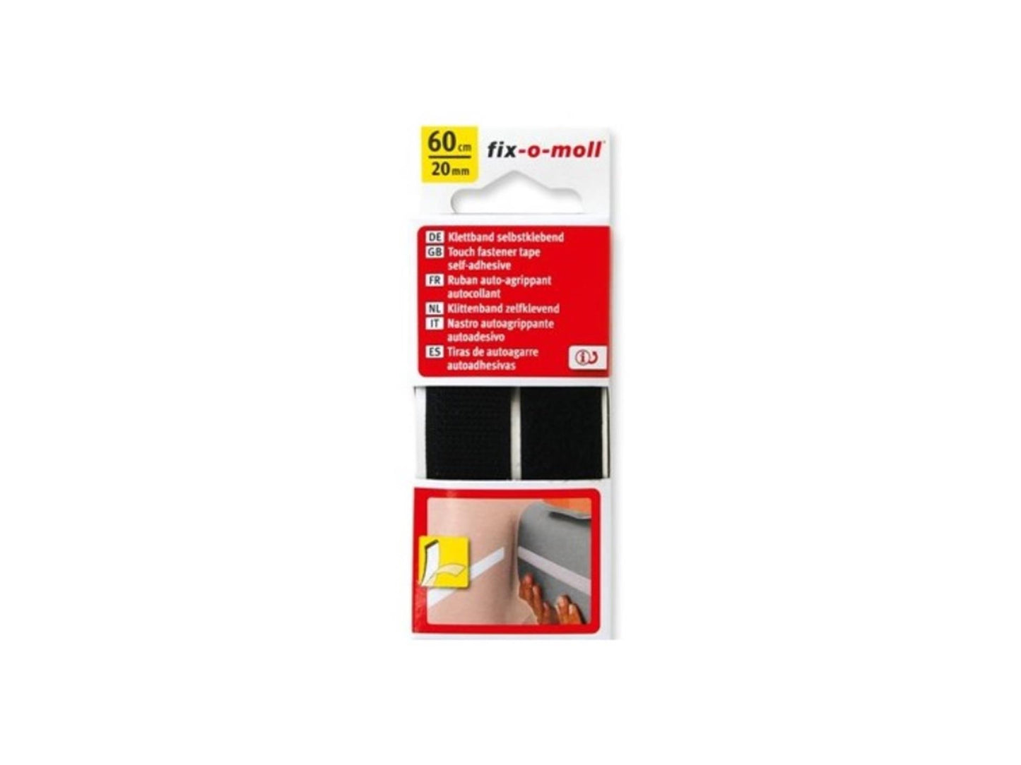 Cinta velcro adhesiva fix-o-moll 60cm negra