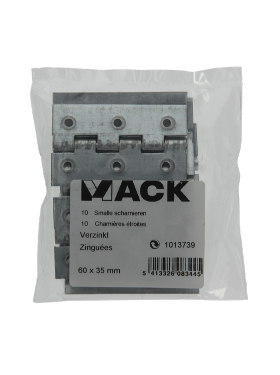 Mack 1013739 - 10 bisagras estrechas galvanizadas 60 x w 35 mm | 5 piezas