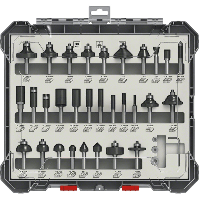 Bosch accessoires 30-delige gemengde freesset - schachtdiameter 8 mm - 2607017475
