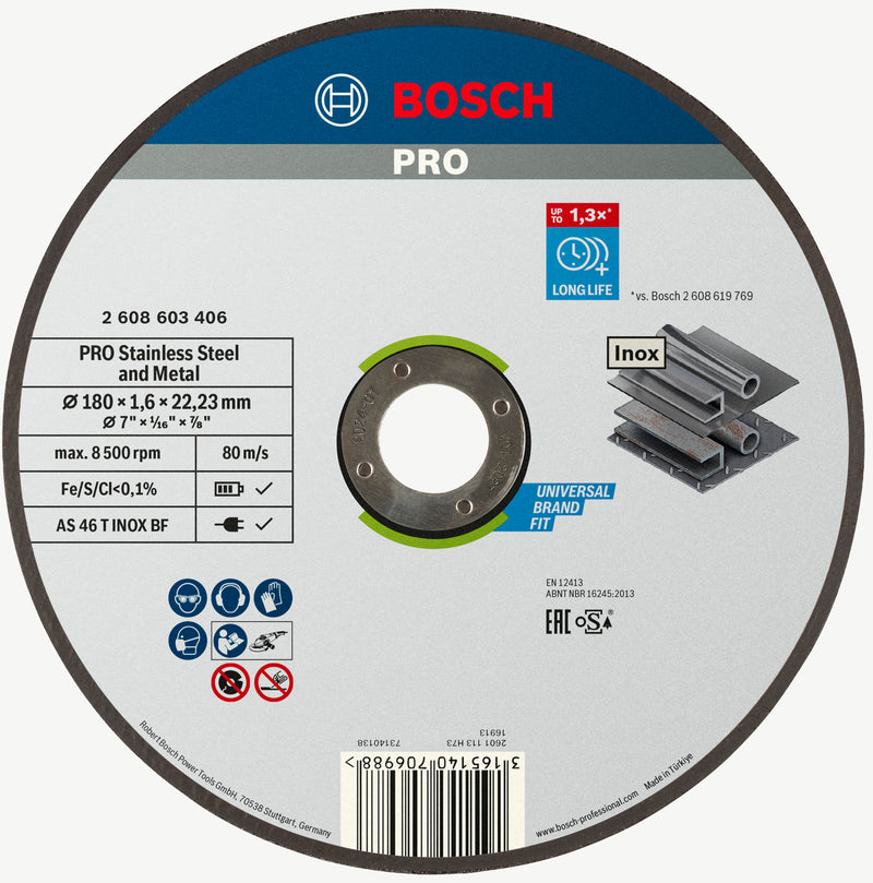 Accessori Bosch disco da taglio dritto expert per acciaio inossidabile - rapido as 46 t acciaio inossidabile bf, 180 mm, 22,23 mm, 1,6 mm 1st - 2608603406