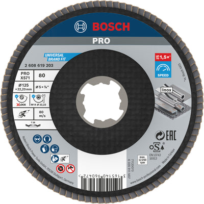 Bosch accessoires x-lock lamellenschijf best for metal schuin, glasvezel, ø125mm, g 80, x571 - 1 stuk(s) - 2608619203