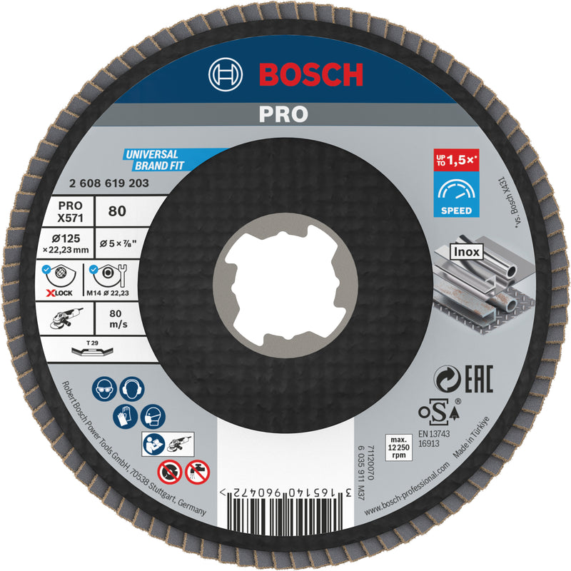 Bosch accessoires x-lock lamellenschijf best for metal schuin, glasvezel, ø125mm, g 80, x571 - 1 stuk(s) - 2608619203
