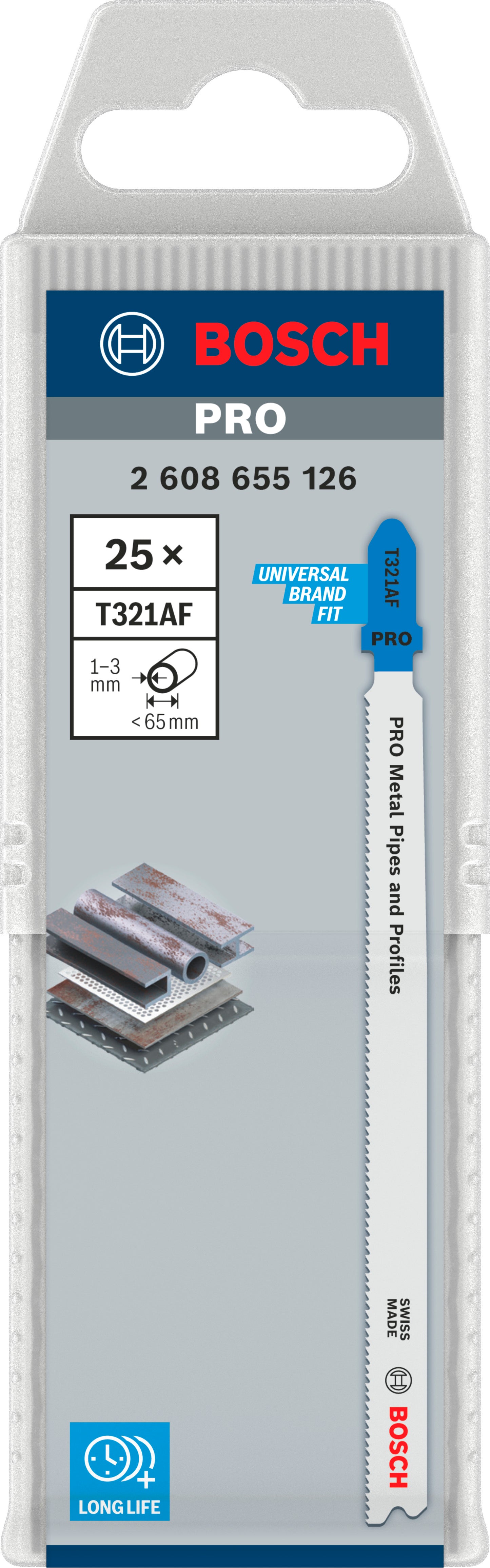 Accesorios bosch pro tubos y perfiles metálicos hoja de sierra de calar t321af | 132 mm | 25 piezas - 2608655126