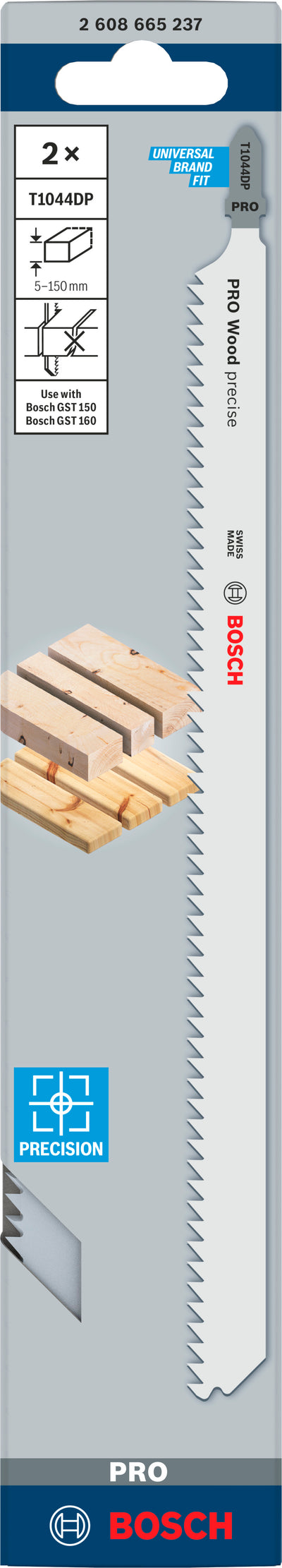 Lama per seghetto alternativo Bosch Accessories Pro Wood Precise T1044DP | 250 mm | 2 pezzi - 2608665237