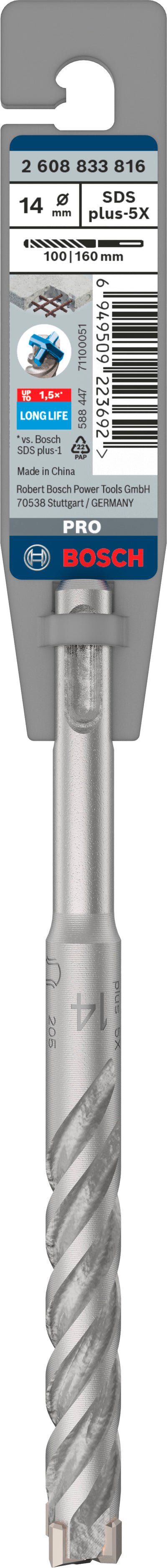 Trapano a percussione Bosch Accessories Pro sds plus-5x | 14 x 100 x 160 mm - 2608833816
