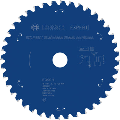 Bosch accessoires expert stainless steel cordless cirkelzaagblad | 160 x 1,6 1,3 x 20 mm | t40 - 2608902135