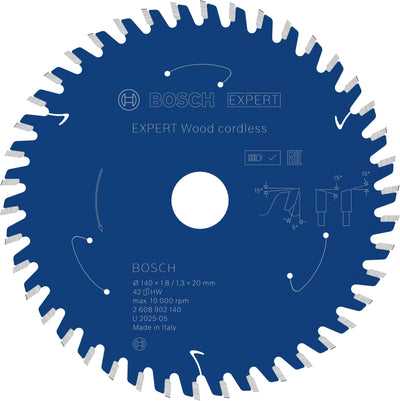 Lama per sega circolare a batteria Bosch Accessories Expert Wood | 140 x 1,8 1,3 x 20 mm| t42-2608902140