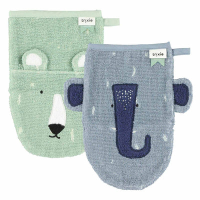 Trixie Washcloths Mr. Bear e Mrs. Elefante, 2 °.