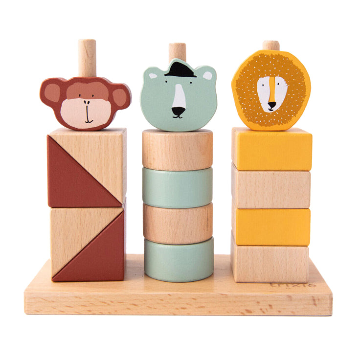 Trixie wooden animals stacking blocks, 15dlg.