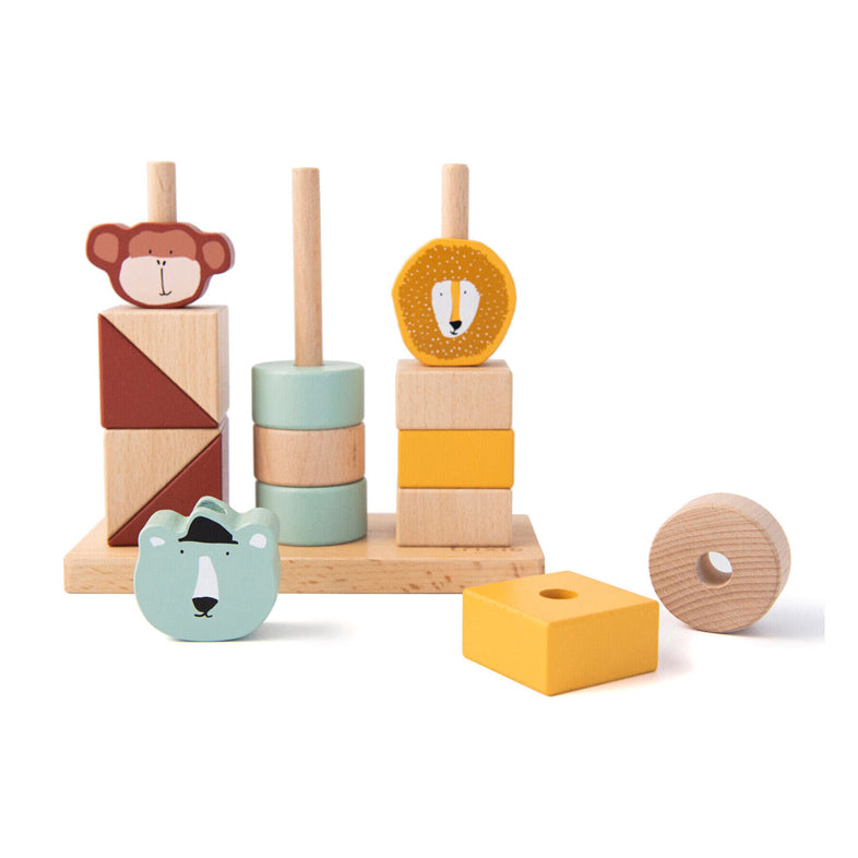 Bloques de apilamiento de animales de madera Trixie, 15dlg.